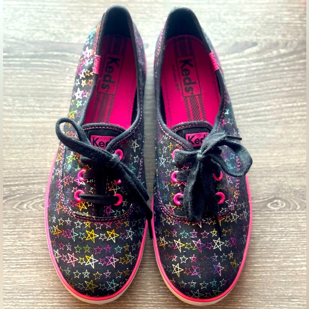 KEDS Black Metallic Star Sneakers Women’s Size 6